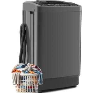 imageNictemaw Portable Washing Machine 178Lbs 24Cuft Full Automatic Portable Washer with 10 Wash Programs 8 Water Levels ampamp Drain Pump Compact Laundry Washer for Home RV Dorm GreyGrey