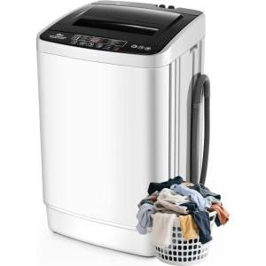 imageNictemaw Portable Washing Machine 178Lbs 24Cuft Full Automatic Portable Washer with 10 Wash Programs 8 Water Levels ampamp Drain Pump Compact Laundry Washer for Home RV Dorm GreyOffwhite