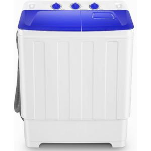 imageNictemaw Portable Washing Machine 30Lbs Capacity Washer and Dryer Combo 2 In 1 Compact Twin Tub Laundry Washer 19Lbs ampamp Spinner 11Lbs with Builtin Drain Pump for Apartment Dorms RV BlueBlue