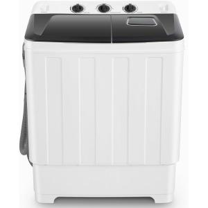 imageNictemaw Portable Washing Machine 30Lbs Capacity Washer and Dryer Combo 2 In 1 Compact Twin Tub Laundry Washer 19Lbs ampamp Spinner 11Lbs with Builtin Drain Pump for Apartment Dorms RV BlueBlack