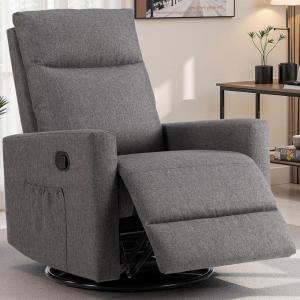 imageRecliner Chair for Living Room Leather Recliners Home Theater Seating with Lumbar Support with Adjustable Backrest and Footrest Modern Living Room Furniture with Padded Seat Backrest BlackConcrete Grey