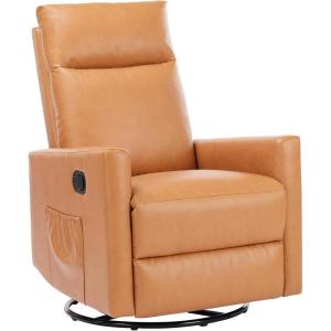 imageRecliner Chair for Living Room Leather Recliners Home Theater Seating with Lumbar Support with Adjustable Backrest and Footrest Modern Living Room Furniture with Padded Seat Backrest BlackTan