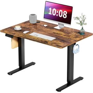 imageStanding Desk Adjustable Height Electric Sit Stand Up Down Computer Table 40x24 Inch Ergonomic Rising Modern Lift Motorized Gaming Desktop Workstation for Work Home Office NaturalRustic Brown