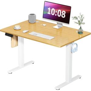 imageStanding Desk Adjustable Height Electric Sit Stand Up Down Computer Table 40x24 Inch Ergonomic Rising Modern Lift Motorized Gaming Desktop Workstation for Work Home Office NaturalNatural Wood