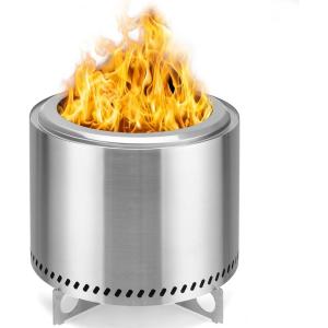 imageTable top Fire Pit Smokeless Firepits with Carry Bag Outdoor Fire Pit with Stand Portable Camping Firepit Stove for Patio 304 Stainless Steel Smores Maker 19 Inches ArgentArgent
