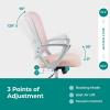 imageHome Office Desk Chair Ergonomic Computer Managerial Executive Chairs MidBack Work Swivel Task Chairs with Wheels Lumbar Support Comfy Flipup Armrest for Gaming Study StudentLight Pink