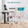 imageHome Office Desk Chair Ergonomic Computer Managerial Executive Chairs MidBack Work Swivel Task Chairs with Wheels Lumbar Support Comfy Flipup Armrest for Gaming Study StudentPink