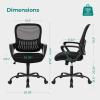 imageHome Office Desk Chair Ergonomic Computer Managerial Executive Chairs MidBack Work Swivel Task Chairs with Wheels Lumbar Support Comfy Flipup Armrest for Gaming Study StudentLight Black