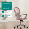 imageHome Office Desk Chair Ergonomic Computer Managerial Executive Chairs MidBack Work Swivel Task Chairs with Wheels Lumbar Support Comfy Flipup Armrest for Gaming Study StudentLight Pink