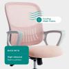 imageHome Office Desk Chair Ergonomic Computer Managerial Executive Chairs MidBack Work Swivel Task Chairs with Wheels Lumbar Support Comfy Flipup Armrest for Gaming Study StudentLight Pink