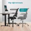 imageHome Office Desk Chair Ergonomic Computer Managerial Executive Chairs MidBack Work Swivel Task Chairs with Wheels Lumbar Support Comfy Flipup Armrest for Gaming Study StudentLight Black