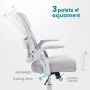 imageHome Office Desk Chair Ergonomic Computer Managerial Executive Chairs MidBack Work Swivel Task Chairs with Wheels Lumbar Support Comfy Flipup Armrest for Gaming Study StudentGrey
