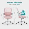imageHome Office Desk Chair Ergonomic Computer Managerial Executive Chairs MidBack Work Swivel Task Chairs with Wheels Lumbar Support Comfy Flipup Armrest for Gaming Study StudentPink