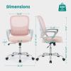 imageHome Office Desk Chair Ergonomic Computer Managerial Executive Chairs MidBack Work Swivel Task Chairs with Wheels Lumbar Support Comfy Flipup Armrest for Gaming Study StudentLight Pink