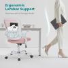 imageHome Office Desk Chair Ergonomic Computer Managerial Executive Chairs MidBack Work Swivel Task Chairs with Wheels Lumbar Support Comfy Flipup Armrest for Gaming Study StudentPink