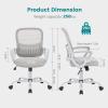 imageHome Office Desk Chair Ergonomic Computer Managerial Executive Chairs MidBack Work Swivel Task Chairs with Wheels Lumbar Support Comfy Flipup Armrest for Gaming Study StudentGrey