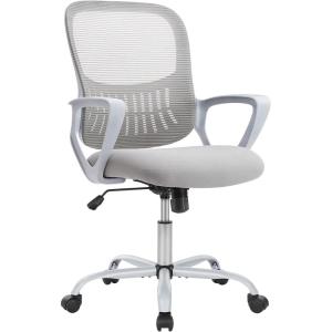 imageHome Office Desk Chair Ergonomic Computer Managerial Executive Chairs MidBack Work Swivel Task Chairs with Wheels Lumbar Support Comfy Flipup Armrest for Gaming Study StudentGrey