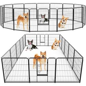 imageHeavyDuty Iron Dog Playpen  16 Panel 32 Durable RustResistant Pet Fence for Indoor ampamp Outdoor Use Secure ampamp Spacious Pet Play Area for Dogs Puppies ampamp Small Animals32 Inch  16 Panels