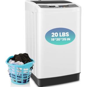 imageNictemaw Portable Washing Machine 20Lbs Capacity FullAutomatic Portable Washer Machine 28Cuft Washer and Dryer Combo with with Drain Pump 10 Programs 8 Water Levels for Apartment Dorms RVWhite