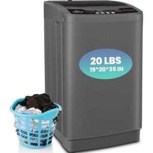 imageNictemaw Portable Washing Machine 20Lbs Capacity FullAutomatic Portable Washer Machine 28Cuft Washer and Dryer Combo with with Drain Pump 10 Programs 8 Water Levels for Apartment Dorms RVDark Grey