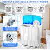 imageNictemaw Portable Washing Machine 176Lbs Twin Tub Compact Laundry Machine with Builtin Drain Pump 11Lbs Washer and 66Lbs Spin Dryer Small Washing Machine for Apartments Dorms RVs