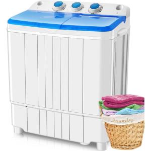 imageNictemaw Portable Washing Machine 176Lbs Twin Tub Compact Laundry Machine with Builtin Drain Pump 11Lbs Washer and 66Lbs Spin Dryer Small Washing Machine for Apartments Dorms RVs