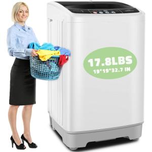 imageNictemaw Portable Washing Machine 178Lbs Capacity Portable Washer with Drain Pump 10 Wash Programs 8 Water Levels 24 Cuft Fullautomatic Compact Washer Machine for Apartment Dorm RvsWHITEGREY
