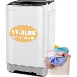 imageNictemaw Portable Washing Machine 178Lbs Portable Washer Machine 24Cuft Compact Laundry Washer and Dryer Combo with Drain Pump 10 Wash Programs 8 Water Levels for Apartment RV DormGlass CoverWhite Grey