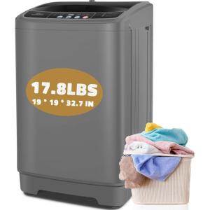 imageNictemaw Portable Washing Machine 178Lbs Portable Washer Machine 24Cuft Compact Laundry Washer and Dryer Combo with Drain Pump 10 Wash Programs 8 Water Levels for Apartment RV DormGlass CoverDark Grey