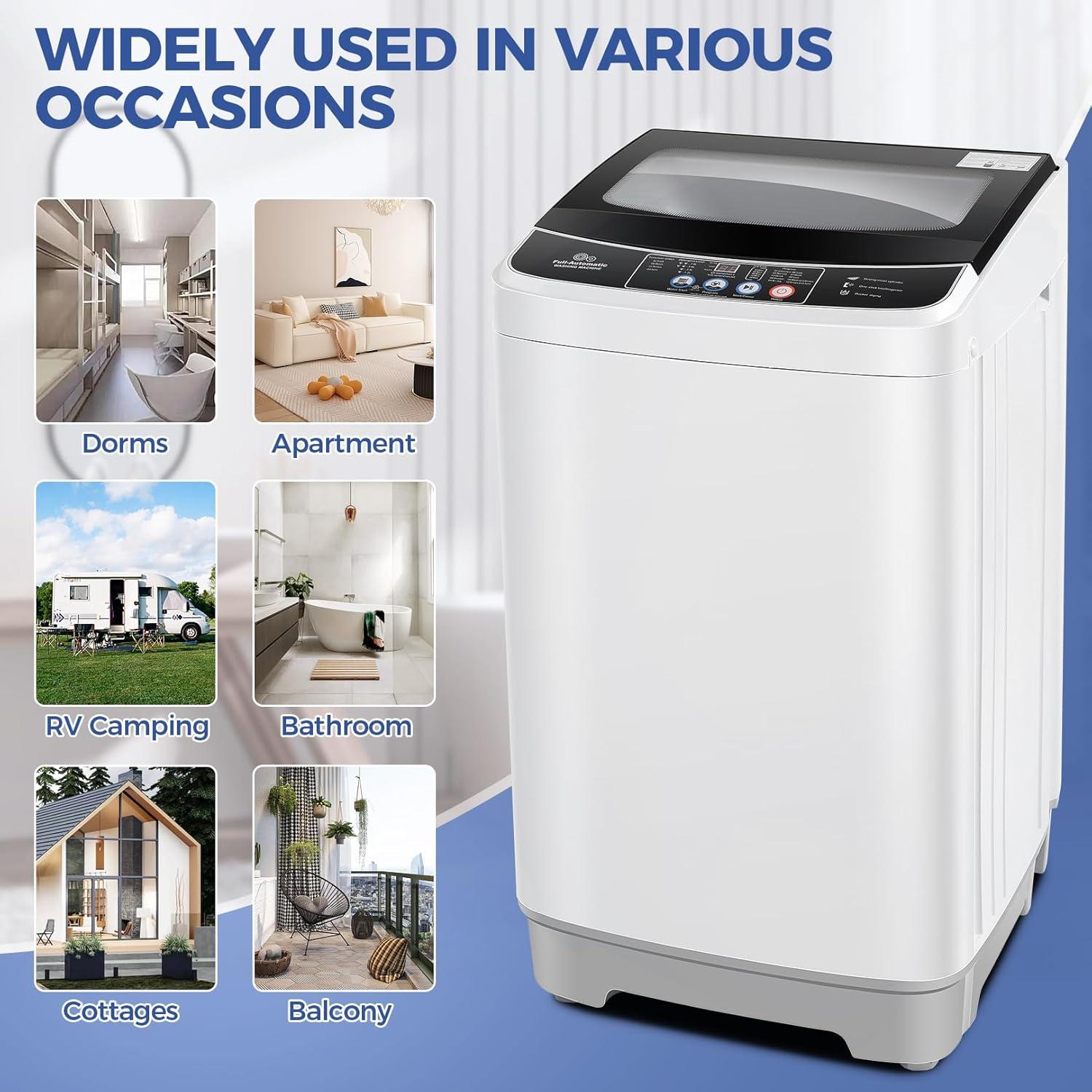 imageNictemaw Portable Washing Machine 20Lbs Capacity 28 Cuft Portable Washer and Dryer Combo with 10 Programs and 8 Water Level Selections Compact Washer Machine for Apartments Dorms RvGlass Cover178Lbs