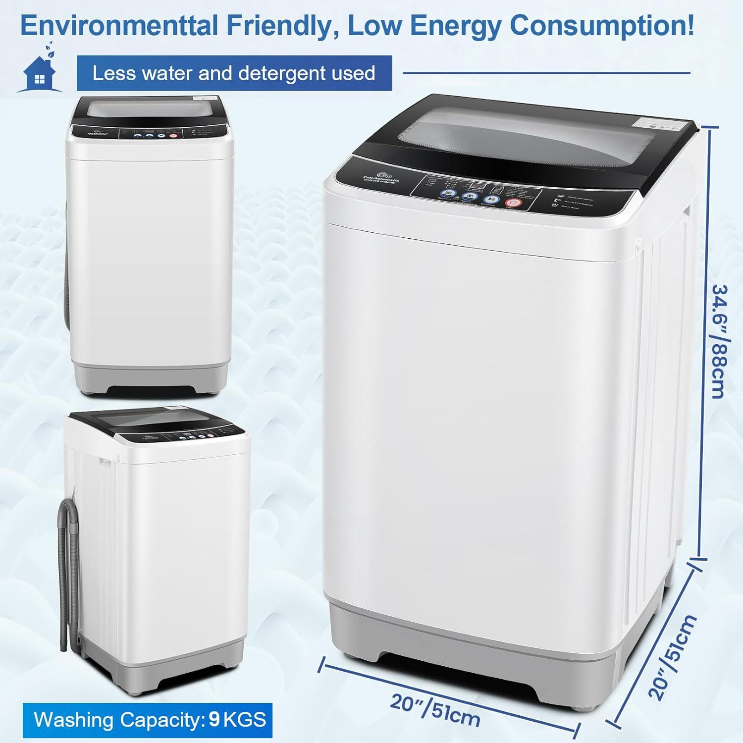 imageNictemaw Portable Washing Machine 20Lbs Capacity 28 Cuft Portable Washer and Dryer Combo with 10 Programs and 8 Water Level Selections Compact Washer Machine for Apartments Dorms RvGlass Cover20Lbs