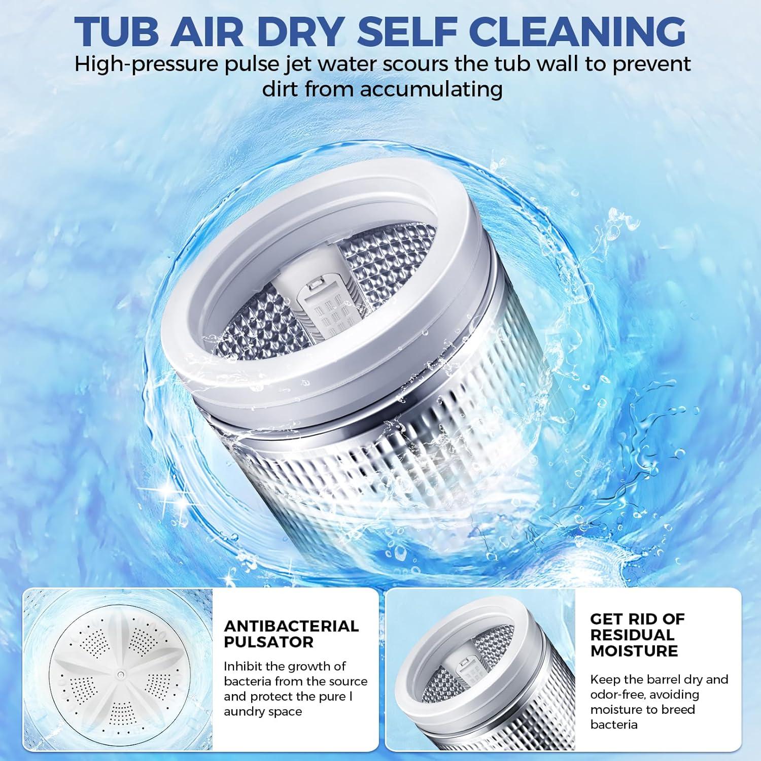 imageNictemaw Portable Washing Machine 20Lbs Capacity FullAutomatic Portable Washer Machine 28Cuft Washer and Dryer Combo with 10 Programs ampamp 8 Water Levels for Apartment Dorms RVGlass Cover20Lbs