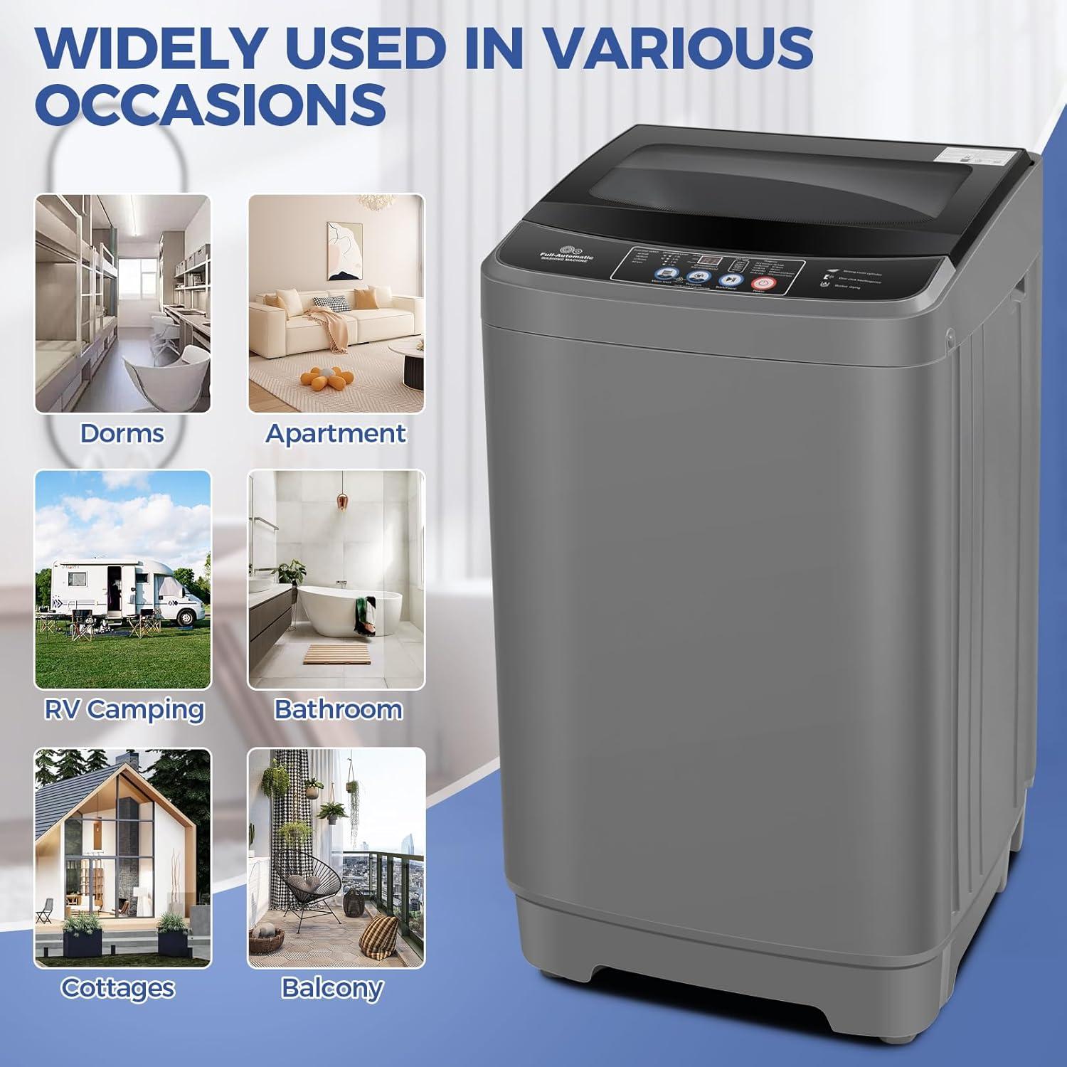 imageNictemaw Portable Washing Machine 20Lbs Capacity FullAutomatic Portable Washer Machine 28Cuft Washer and Dryer Combo with 10 Programs ampamp 8 Water Levels for Apartment Dorms RVGlass Cover20LbsGlass Cover