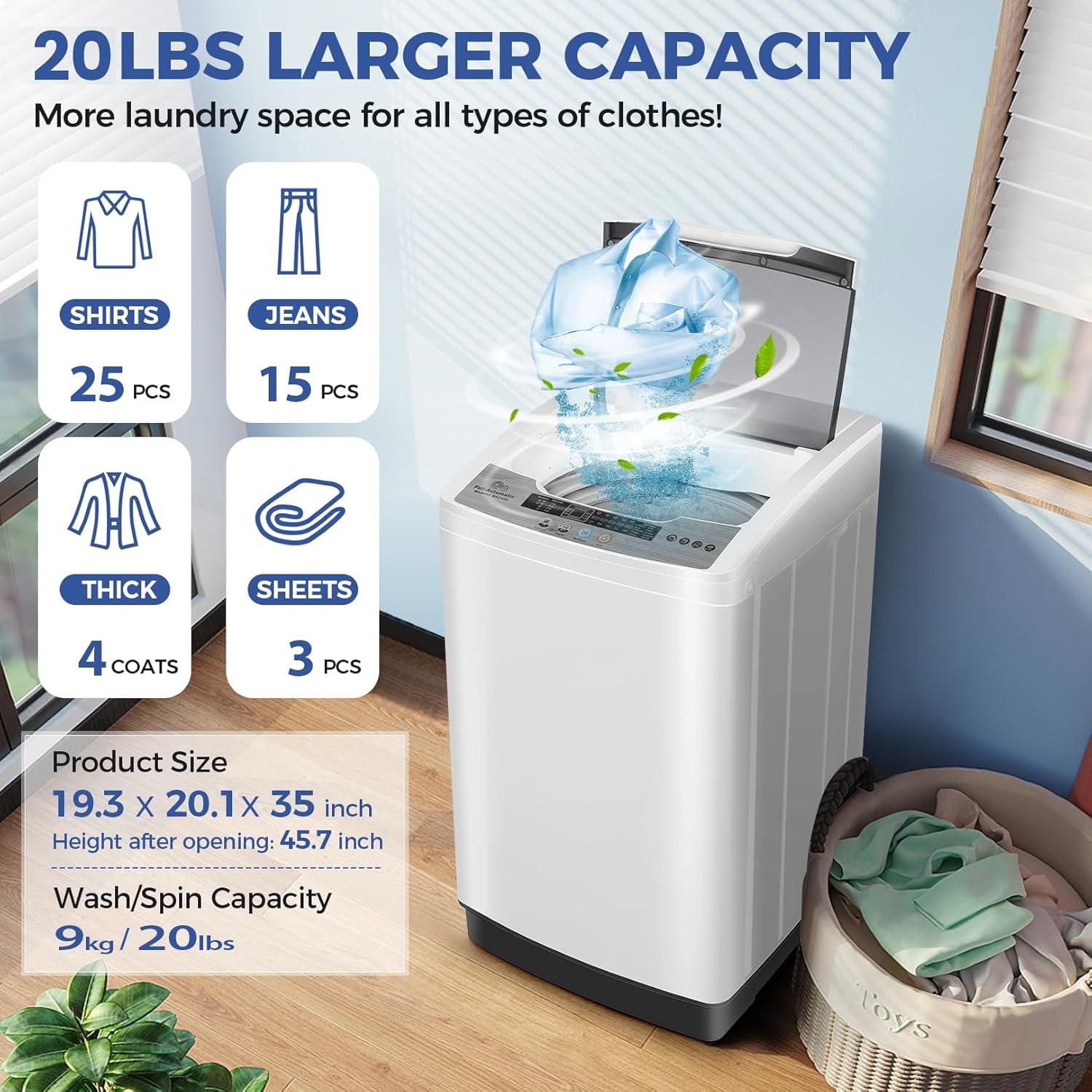 imageNictemaw Portable Washing Machine 20Lbs Portable Washer Machine with Drain Pump 28 Cuft Compact Washer with 10 Programs 8 Water Levels Small Washing Machine for Apartment Home Dorms RvWhite