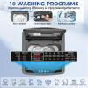 imageNictemaw Portable Washing Machine 20Lbs Portable Washer Machine with Drain Pump 28 Cuft Washer and Dryer Combo with 10 Programs 8 Water Levels Compact Washer for Apartments SlowClose Glass CoverDark Grey