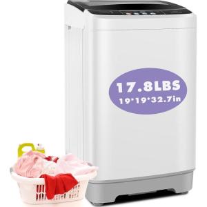 imageNictemaw Portable Washing Machine 20Lbs Capacity 28 Cuft Portable Washer and Dryer Combo with 10 Programs and 8 Water Level Selections Compact Washer Machine for Apartments Dorms RvGlass Cover178Lbs