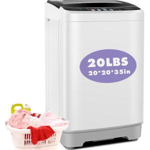 imageNictemaw Portable Washing Machine 20Lbs Capacity 28 Cuft Portable Washer and Dryer Combo with 10 Programs and 8 Water Level Selections Compact Washer Machine for Apartments Dorms RvGlass Cover20Lbs