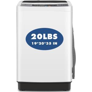 imageNictemaw Portable Washing Machine 20Lbs Capacity FullAutomatic Portable Washer Machine 28Cuft Compact Laundry Machine with Drain Pump 10 Programs ampamp 8 Water Levels for Apartment Dorm RVWhite