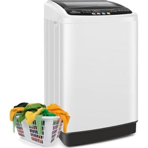 imageNictemaw Portable Washing Machine 20Lbs Portable Washer Machine with Drain Pump 28 Cuft Washer and Dryer Combo with 10 Programs 8 Water Levels Compact Washer for Apartments SlowClose Glass CoverWhite