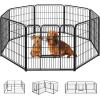 imageSMUG HeavyDuty Iron Dog Playpen  16 Panels 40 Durable RustResistant Pet Fence for Indoor ampamp Outdoor Use Secure ampamp Spacious Pet Play Area for Dogs Puppies ampamp Small AnimalsBlack
