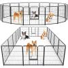 imageSMUG HeavyDuty Iron Dog Playpen  16 Panels 40 Durable RustResistant Pet Fence for Indoor ampamp Outdoor Use Secure ampamp Spacious Pet Play Area for Dogs Puppies ampamp Small AnimalsBlack