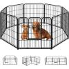imageSMUG HeavyDuty Iron Dog Playpen  16 Panels 40 Durable RustResistant Pet Fence for Indoor ampamp Outdoor Use Secure ampamp Spacious Pet Play Area for Dogs Puppies ampamp Small AnimalsBlack