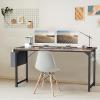 imageSMUG Computer Desk 48 Inch Home Office Writing Wood Storage Bag ampamp Headphone Hook Simple Bedroom 2 Person Work Study Kids Table Rustic BrownRustic Brown