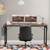imageSMUG Computer Desk 48 Inch Home Office Writing Wood Storage Bag ampamp Headphone Hook Simple Bedroom 2 Person Work Study Kids Table Rustic BrownRustic Brown