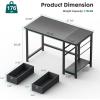 imageSMUG Computer Desk with Storage Drawers Small Office Desk Modern Simple Study Writing Table for Home Bedroom Spacious 47X24 Inch Desktop with 2Tier Drawer Black