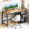 imageSMUG Computer Desk with Storage Drawers Small Office Desk Modern Simple Study Writing Table for Home Bedroom Spacious 47X24 Inch Desktop with 2Tier Drawer Rust