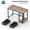 imageSMUG Computer Desk with Storage Drawers Small Office Desk Modern Simple Study Writing Table for Home Bedroom Spacious 47X24 Inch Desktop with 2Tier Drawer Rust