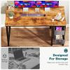 imageSMUG Computer Desk with Storage Drawers Small Office Desk Modern Simple Study Writing Table for Home Bedroom Spacious 47X24 Inch Desktop with 2Tier Drawer Rust