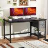 imageSMUG Computer Desk with Storage Drawers Small Office Desk Modern Simple Study Writing Table for Home Bedroom Spacious 47X24 Inch Desktop with 2Tier Drawer Black
