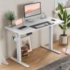 imageSMUG Standing Desk Adjustable Height Electric Sit Stand Up Computer Table 40x24 Inch Ergonomic Rising Modern Lift Motorized Gaming Desktop Workstation for Work Home Office  Rustic BrownWhite